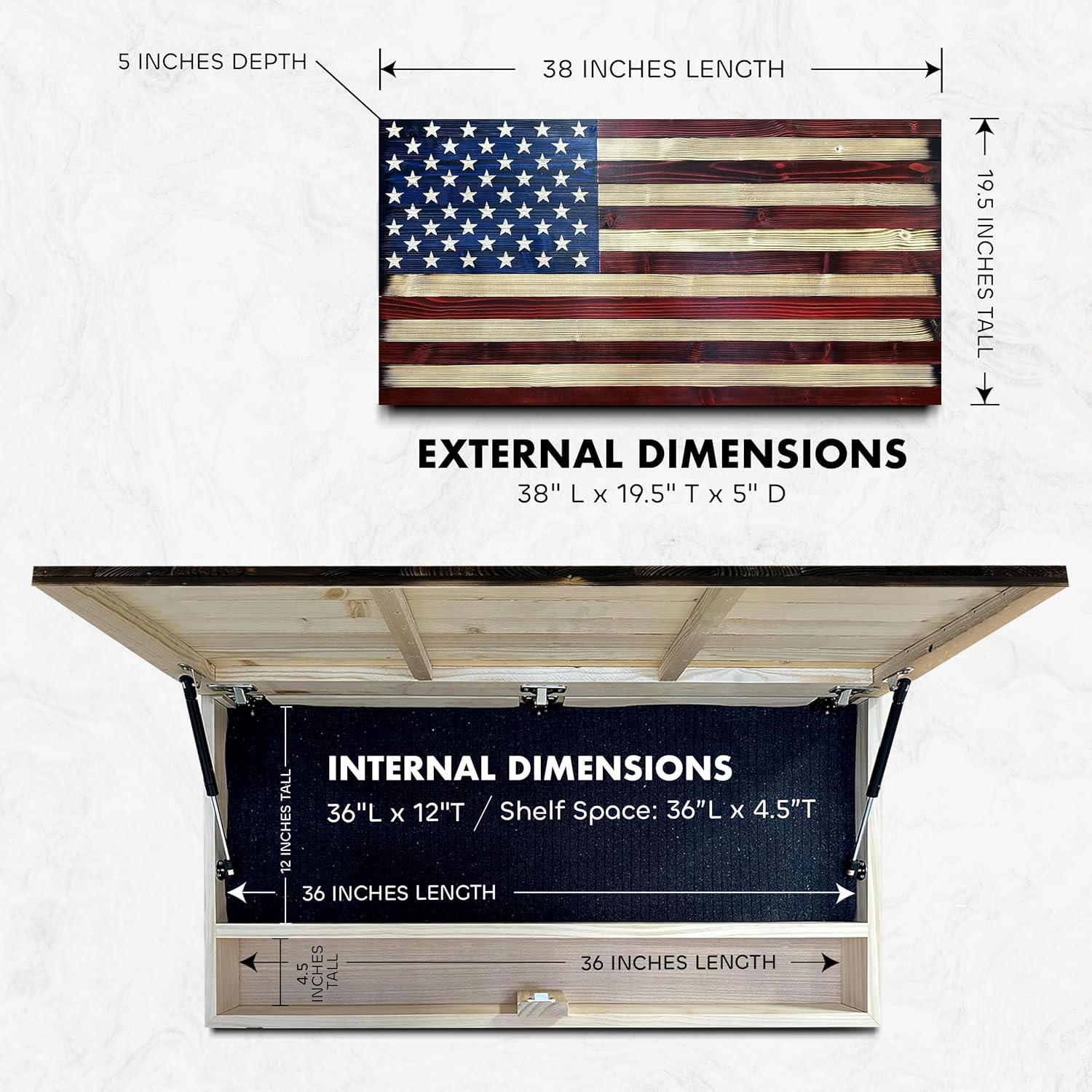 Large American Flag Hidden Gun Safe with Magnetic Lock (Red and Blue)
