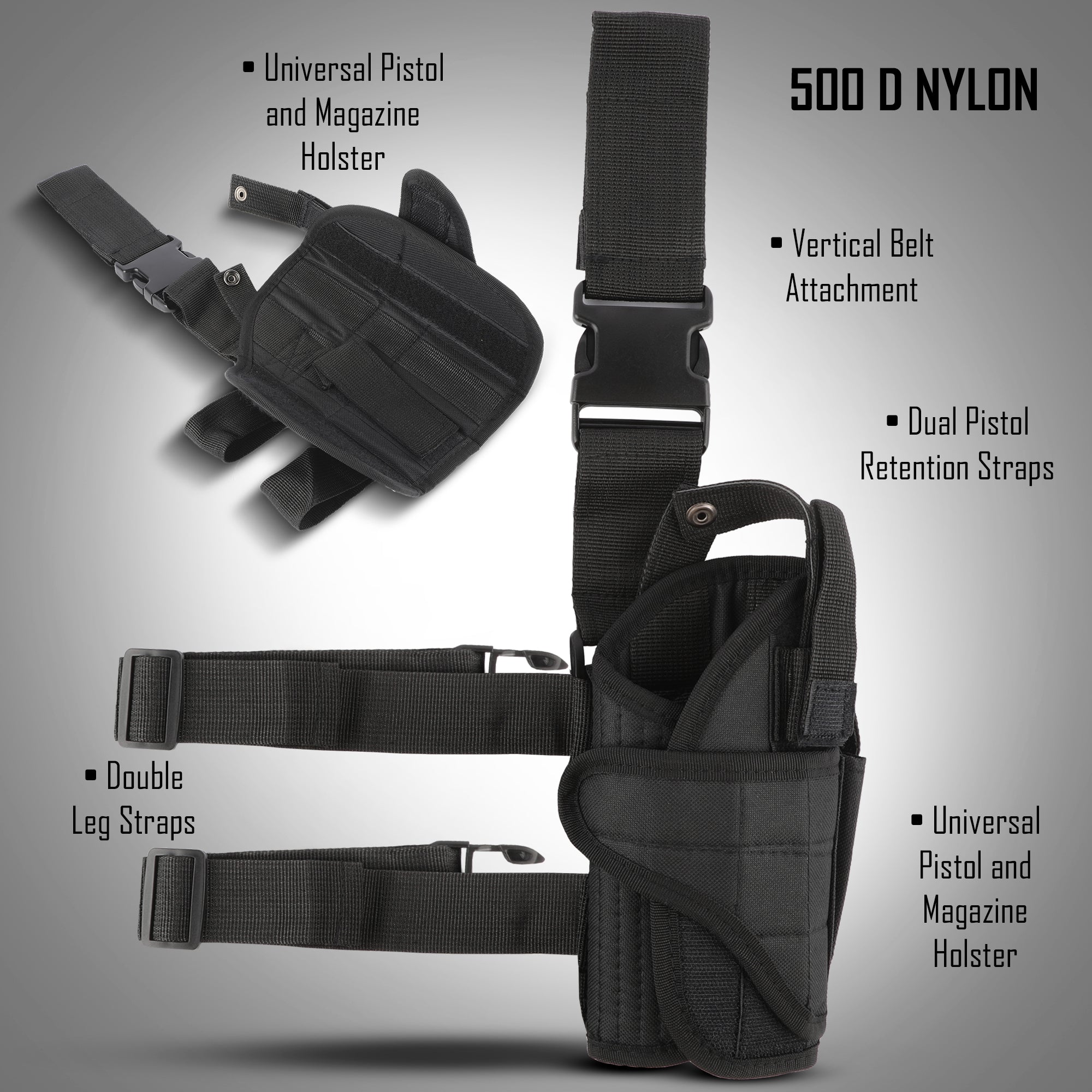 Tactical Drop - Leg Thigh Gun Holster with Mag Pouch (Right - Hand) - BSG