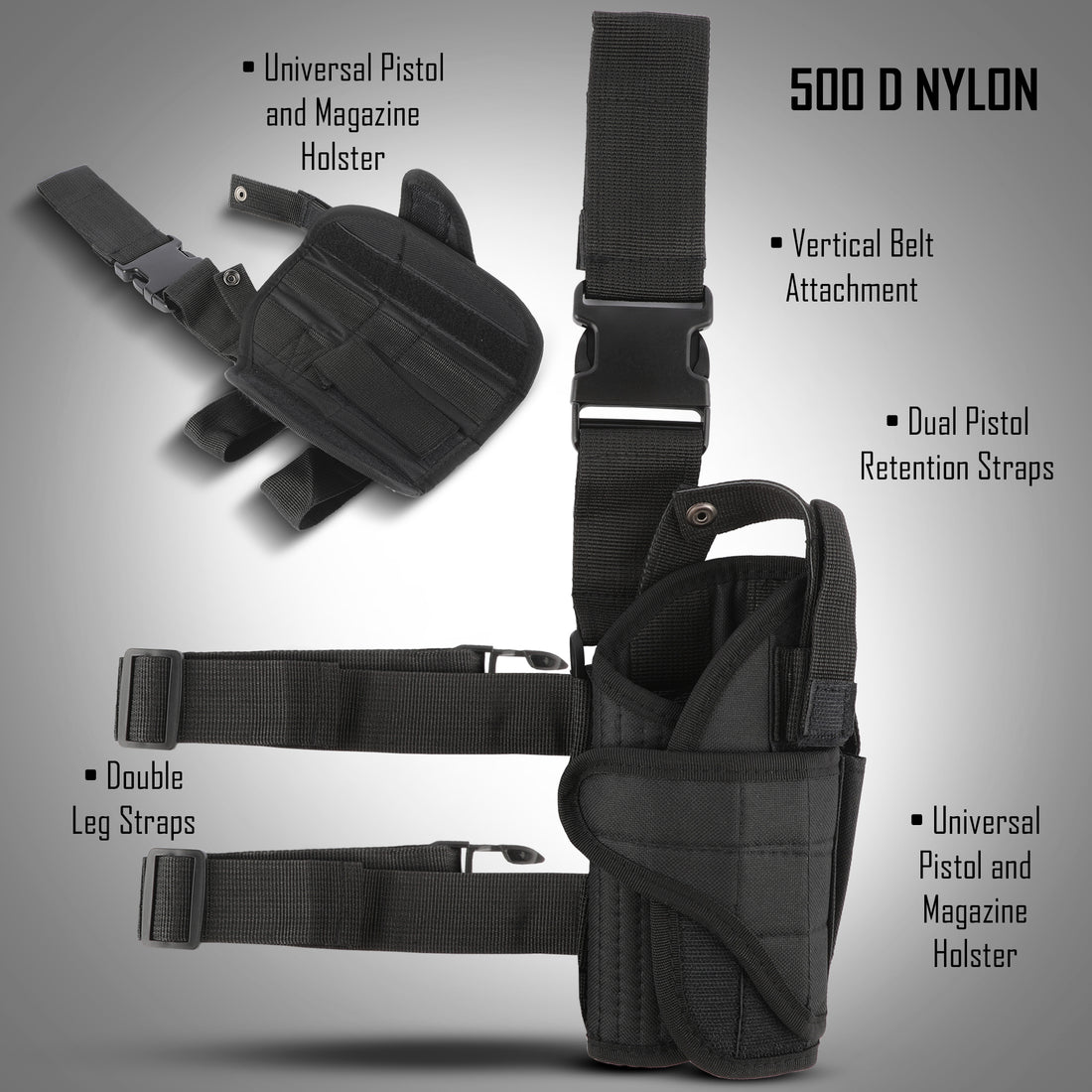 Tactical Drop - Leg Thigh Gun Holster with Mag Pouch (Right - Hand) - BSG