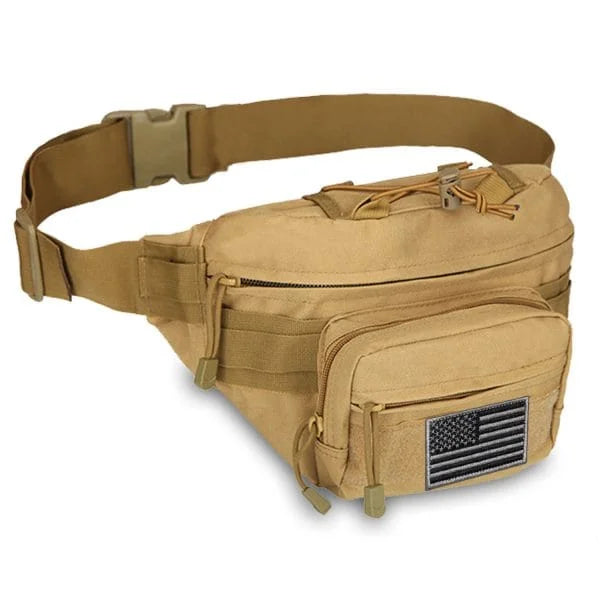 Rear zipper pocket and adjustable 26–44 inch waist strap