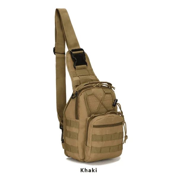 Side view showing ambidextrous strap and D-ring clips