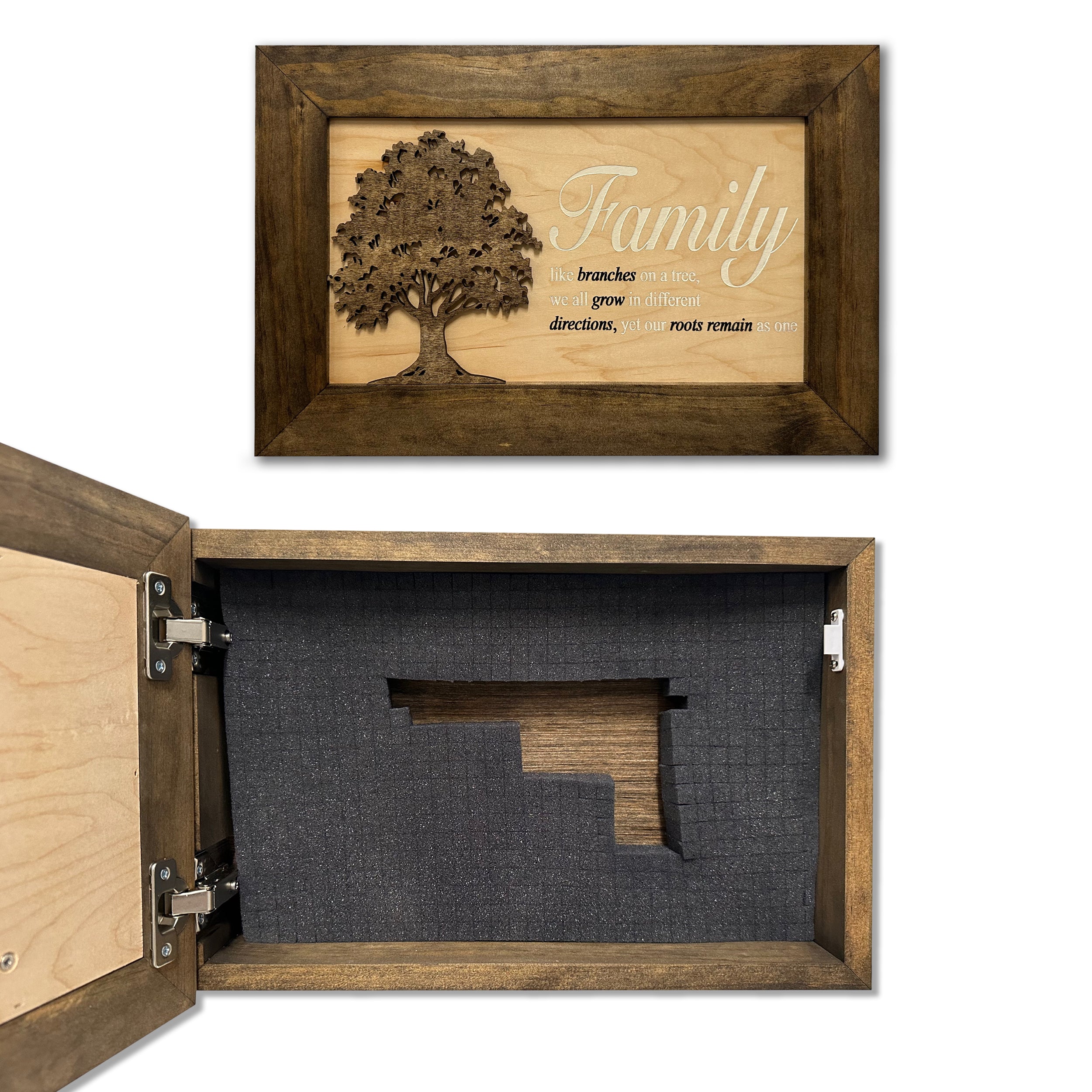 Handcrafted Black Family Tree Hidden Gun Storage Decorative Cabinet