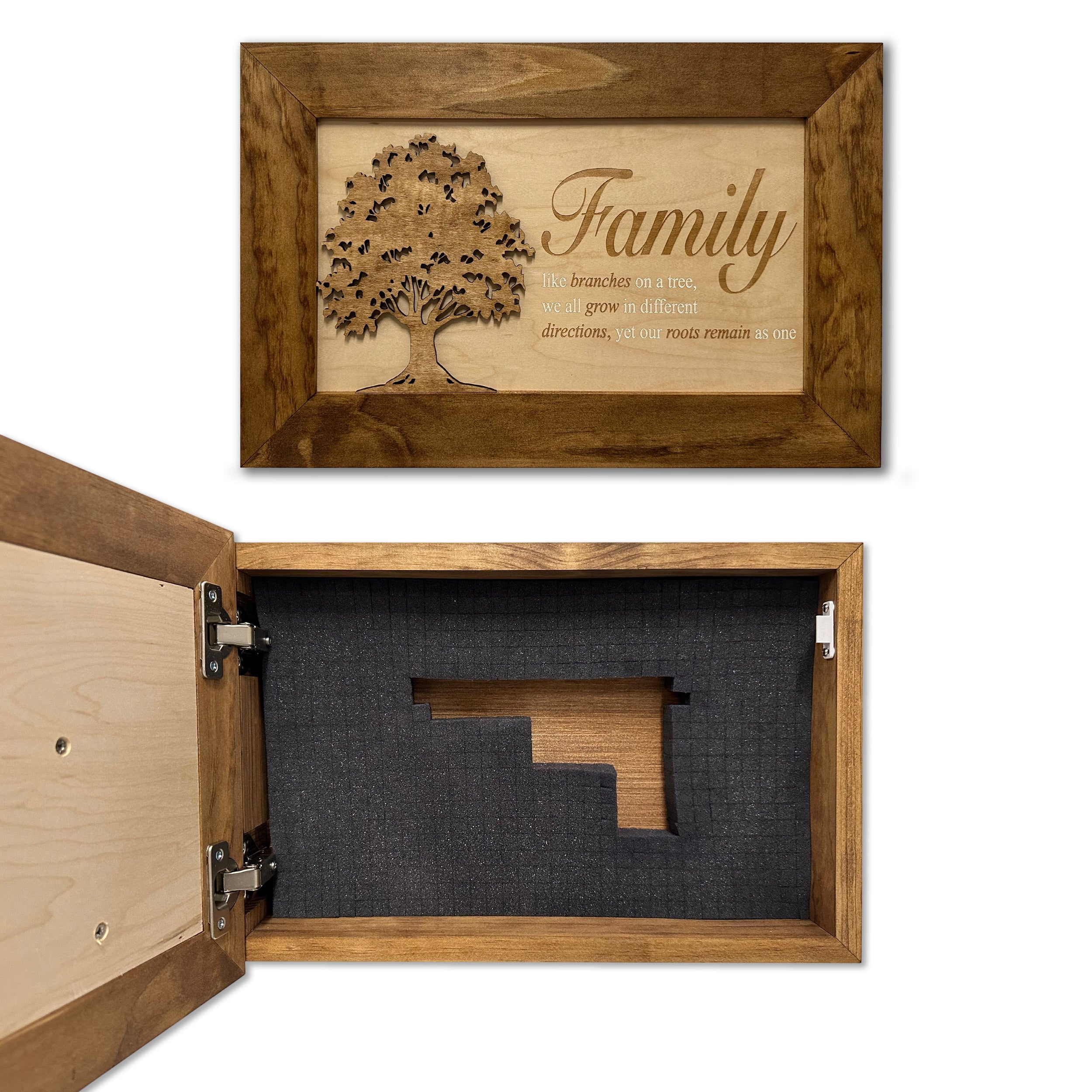 Handcrafted Black Family Tree Hidden Gun Storage Decorative Cabinet