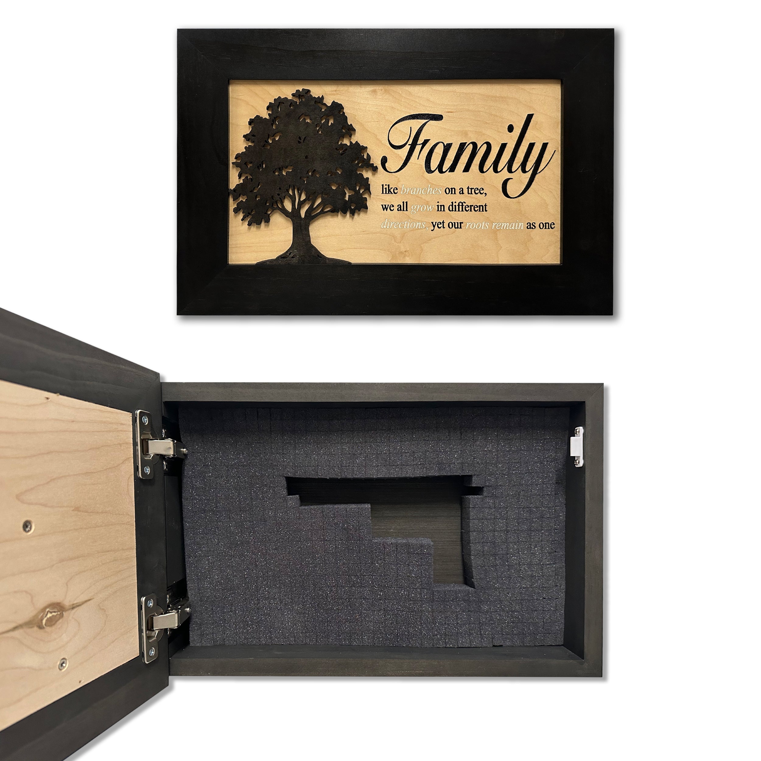 Handcrafted Black Family Tree Hidden Gun Storage Decorative Cabinet