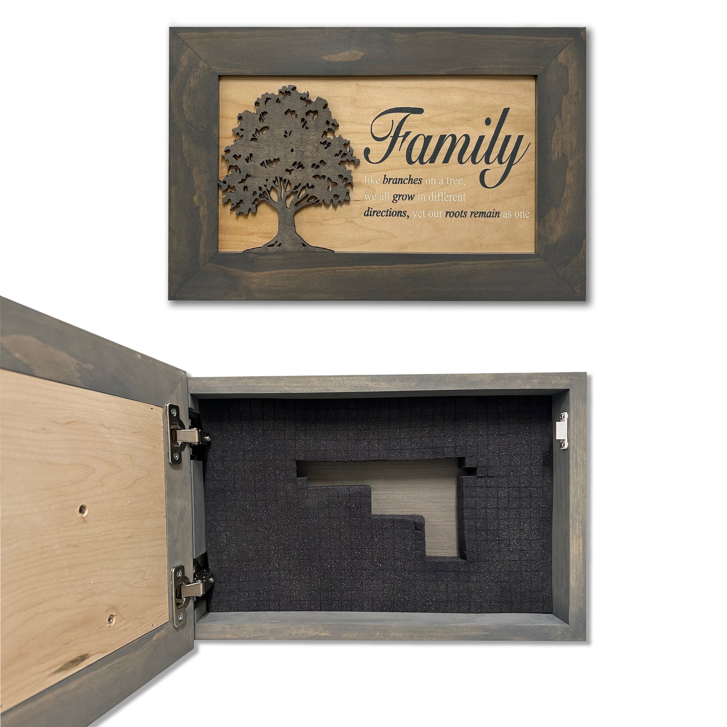 Handcrafted Black Family Tree Hidden Gun Storage Decorative Cabinet