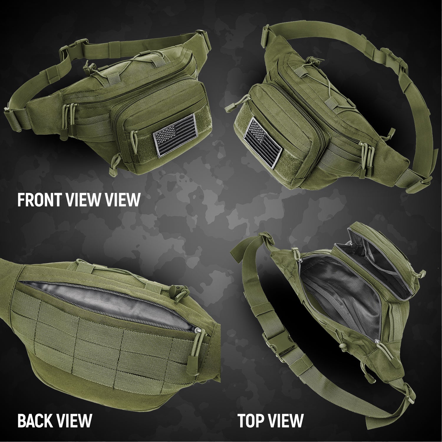 EDC Fanny Pack – Tactical Pouch with USA Flag Patch - BSG