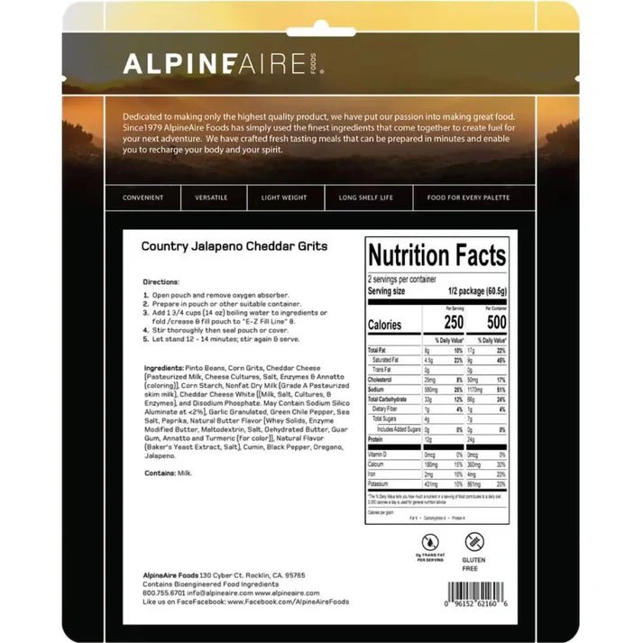 Country Jalapeño Cheddar Grits – Cook - in - Pouch (12 Pack) - BSG