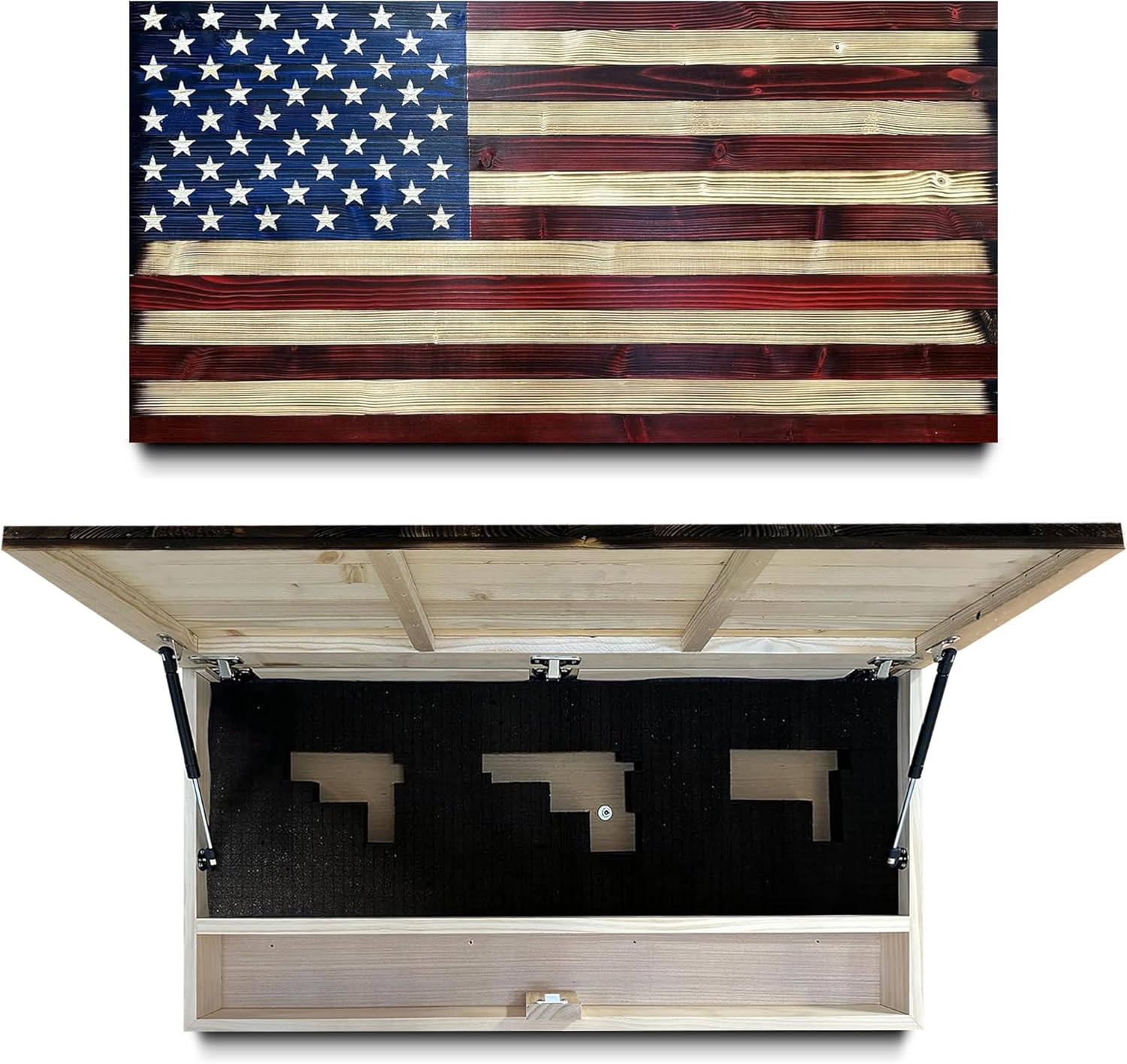 Large American Flag Hidden Gun Safe with Magnetic Lock (Red and Blue)