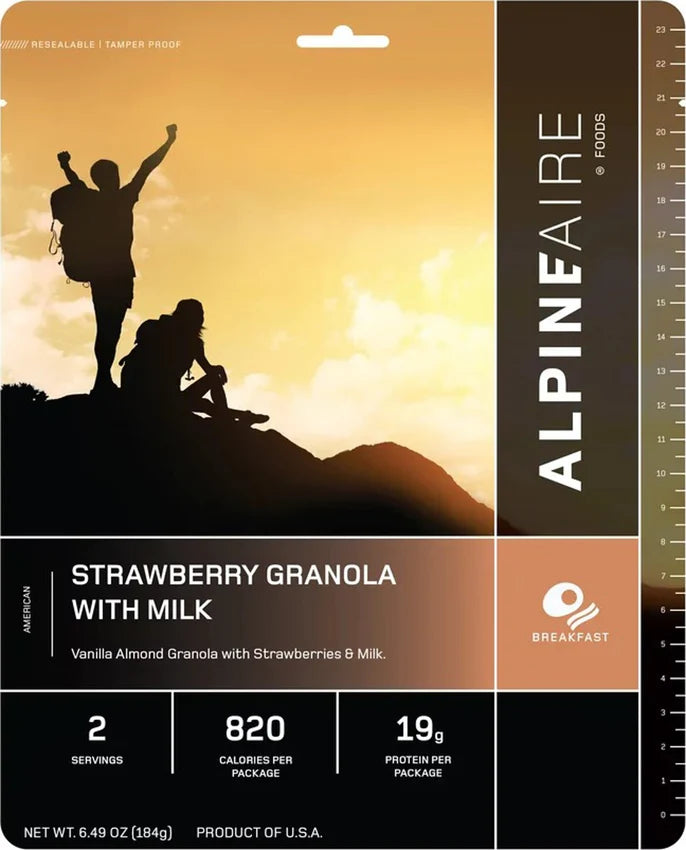 AlpineAire Strawberry Granola with Milk cook-in-pouch breakfast – front of pouch