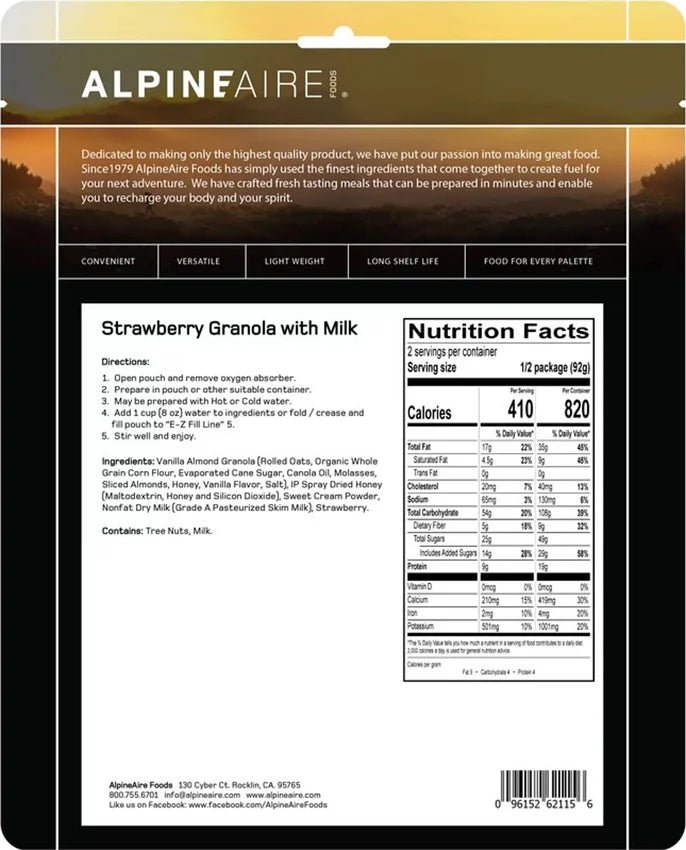 Strawberry Granola with Milk – Cook in the Pouch (12 - Pack) - BSG