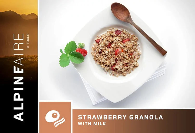 Adding cold water to Strawberry Granola with Milk pouch