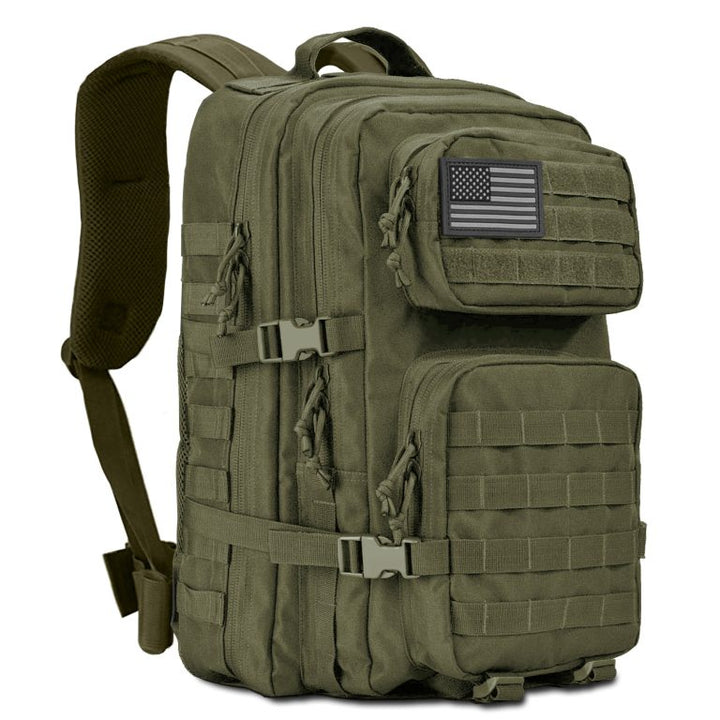 Men’s MOLLE tactical rucksack in Army Green for hiking, trekking and bug-out use – 45L