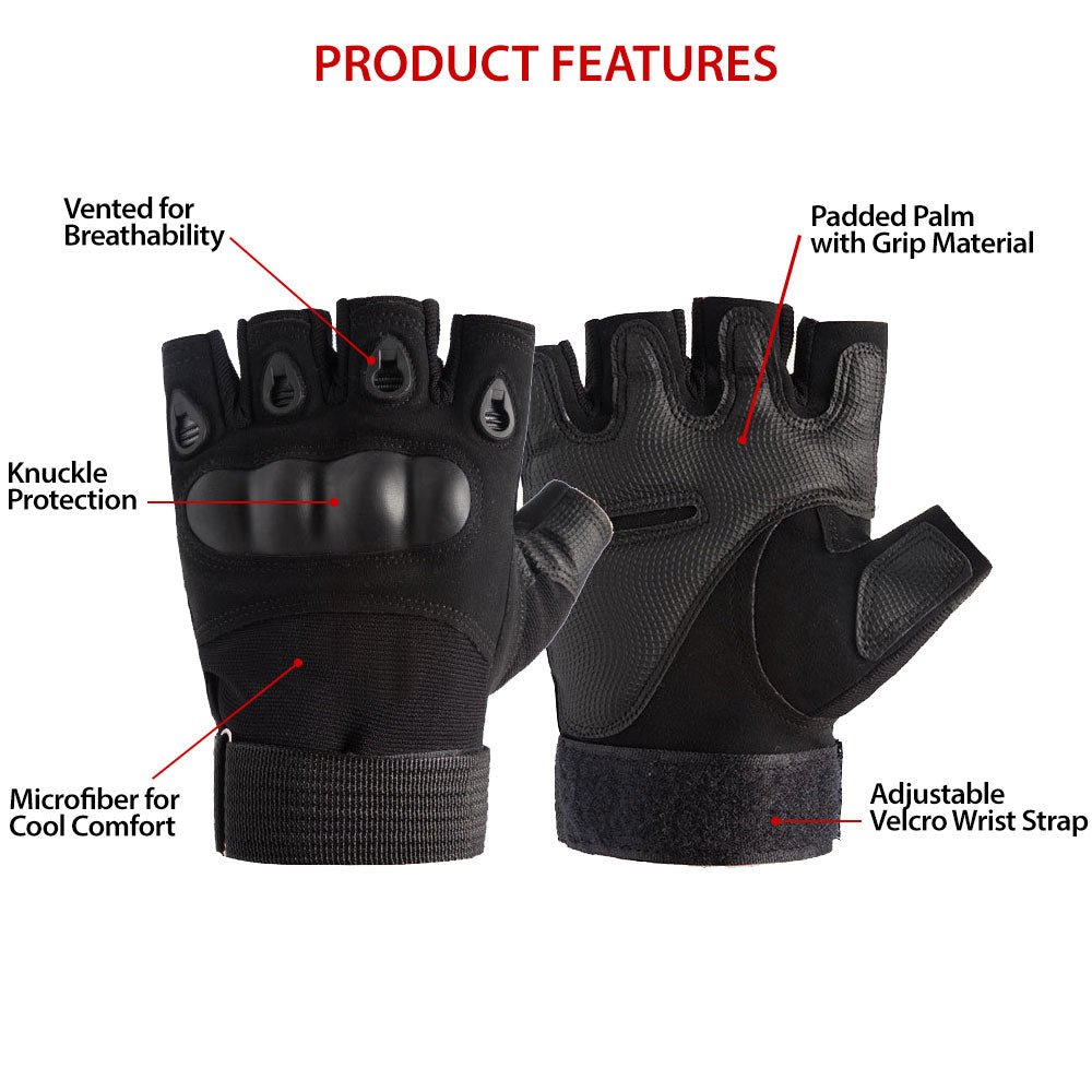 Tactical Half - Finger Hard - Knuckle Gloves – Military Style (XG - TG2) - BSG