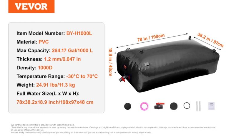 Water bladder used for garden irrigation, camping and emergency backup