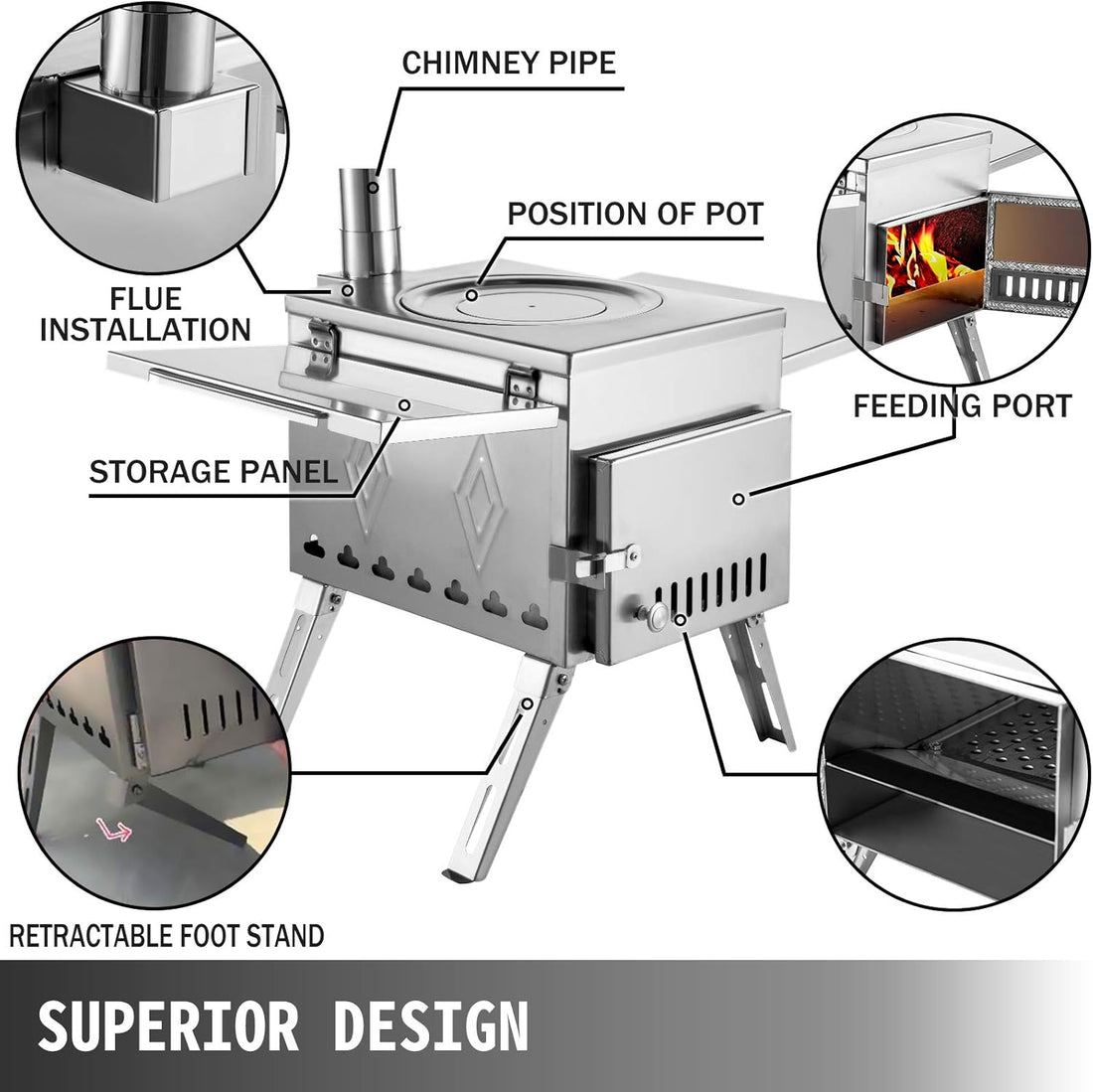 Removable hot plate cover for open flame cooking on VEVOR camp stove